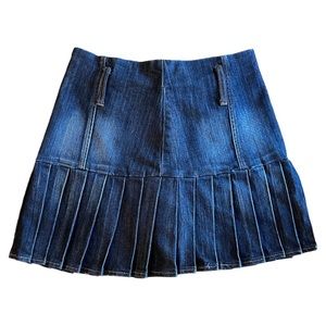 Pleated Mini Jean Skirt
